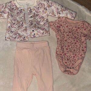 Le Top Pink and Cream Floral Kids Matching Set